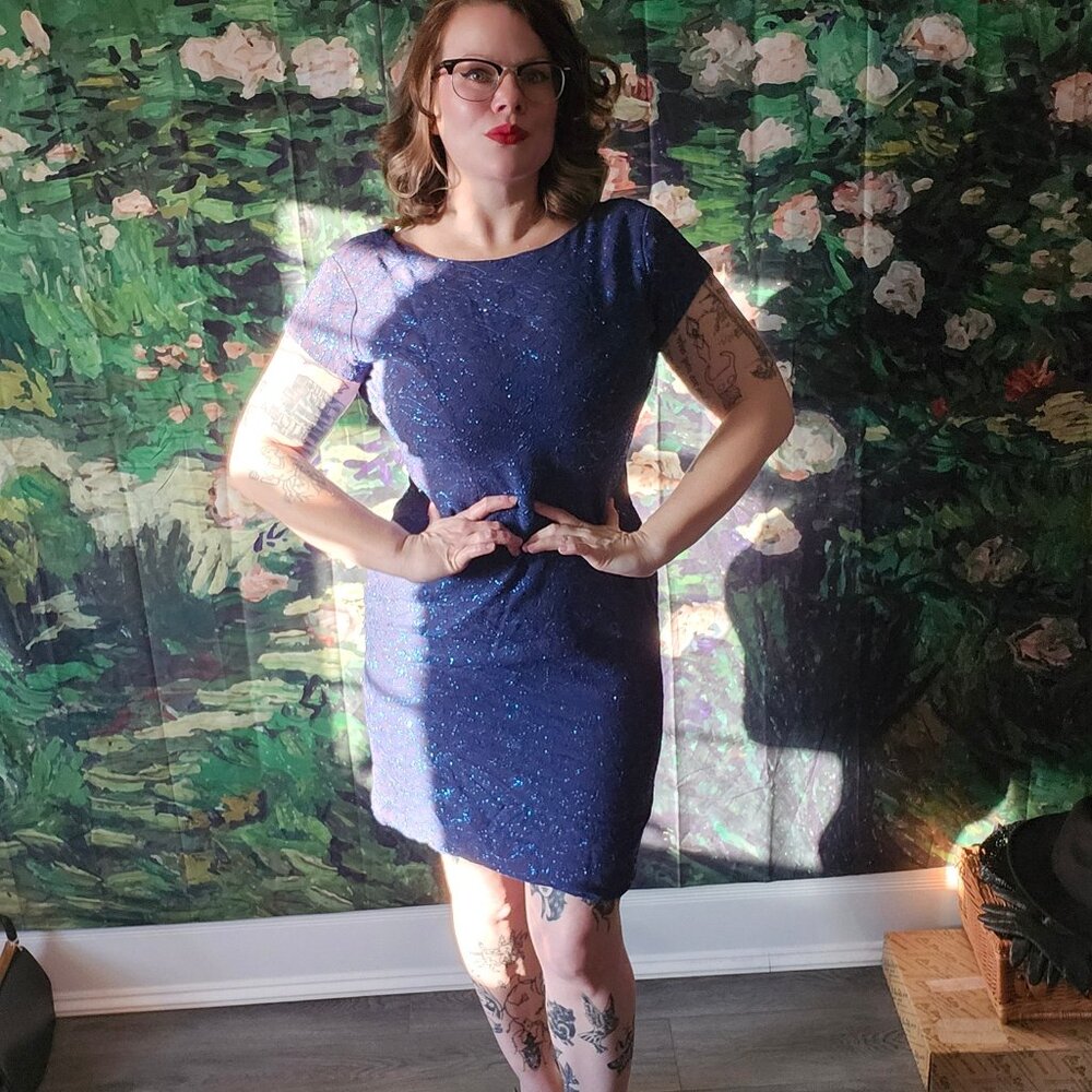 Vintage 1950s Green Beaded Cocktail Dress